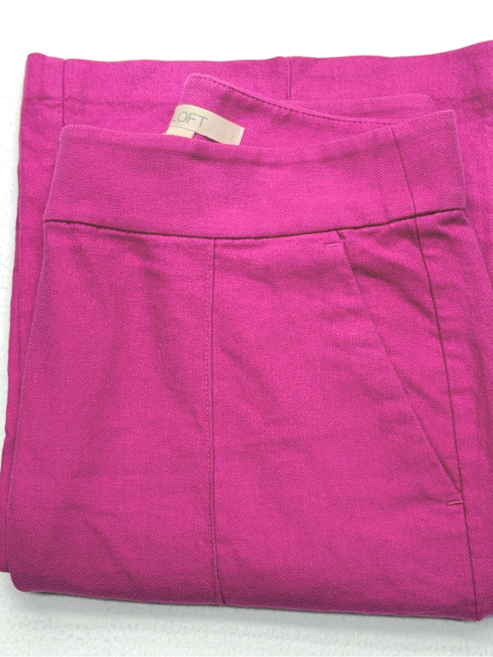 LOFT Linen Blend Flare Pants Womens 4P Pink High Rise Wide Leg